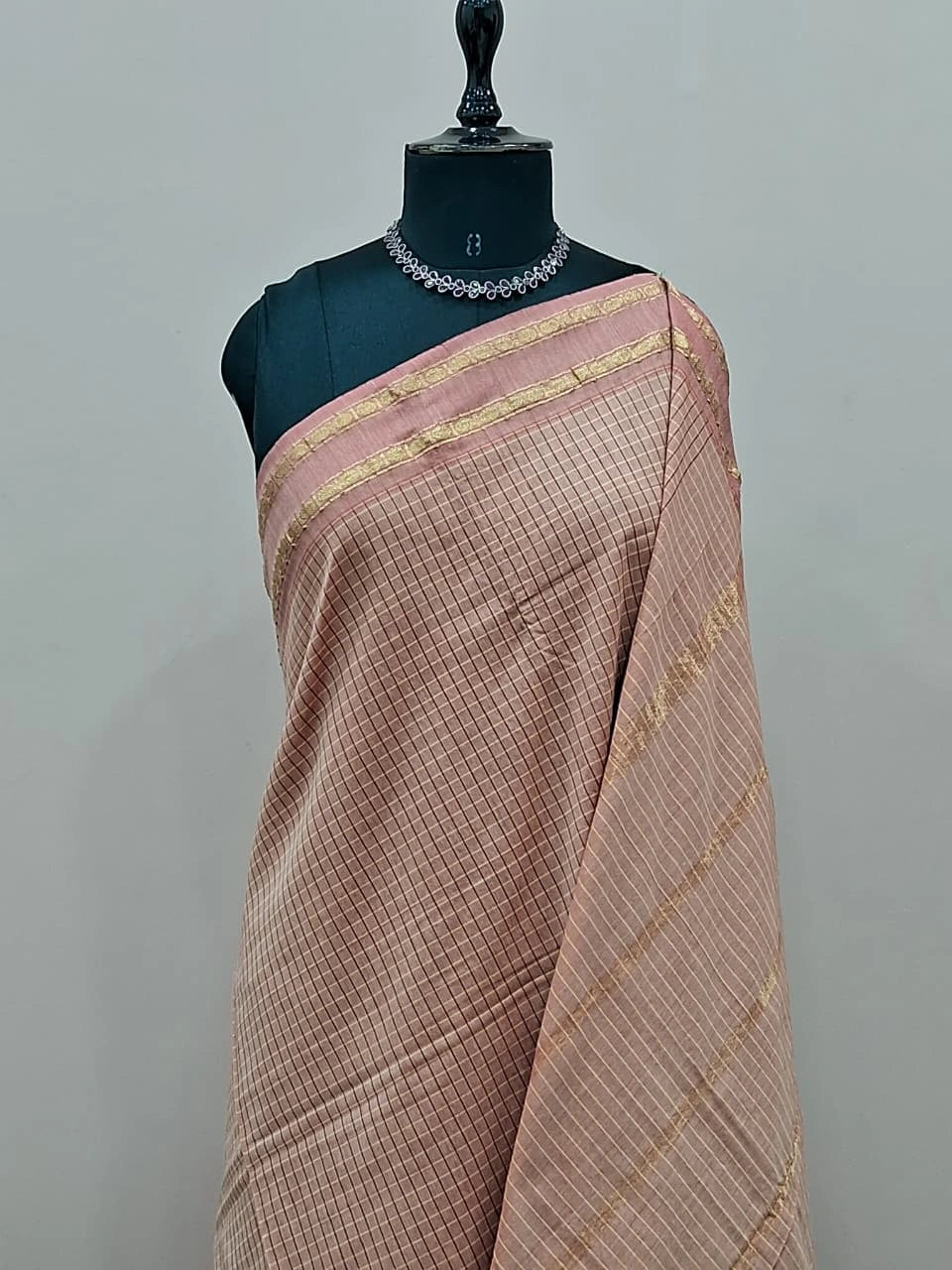 Light Peach Arani Cotton Saree 1