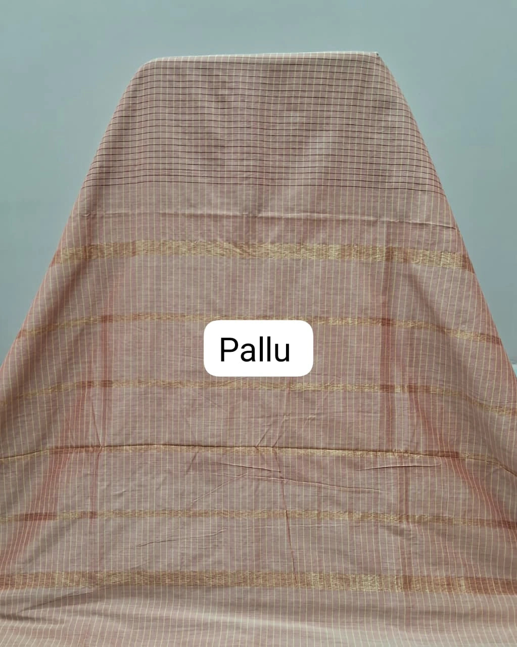 Light Peach Arani Cotton Saree Pallu