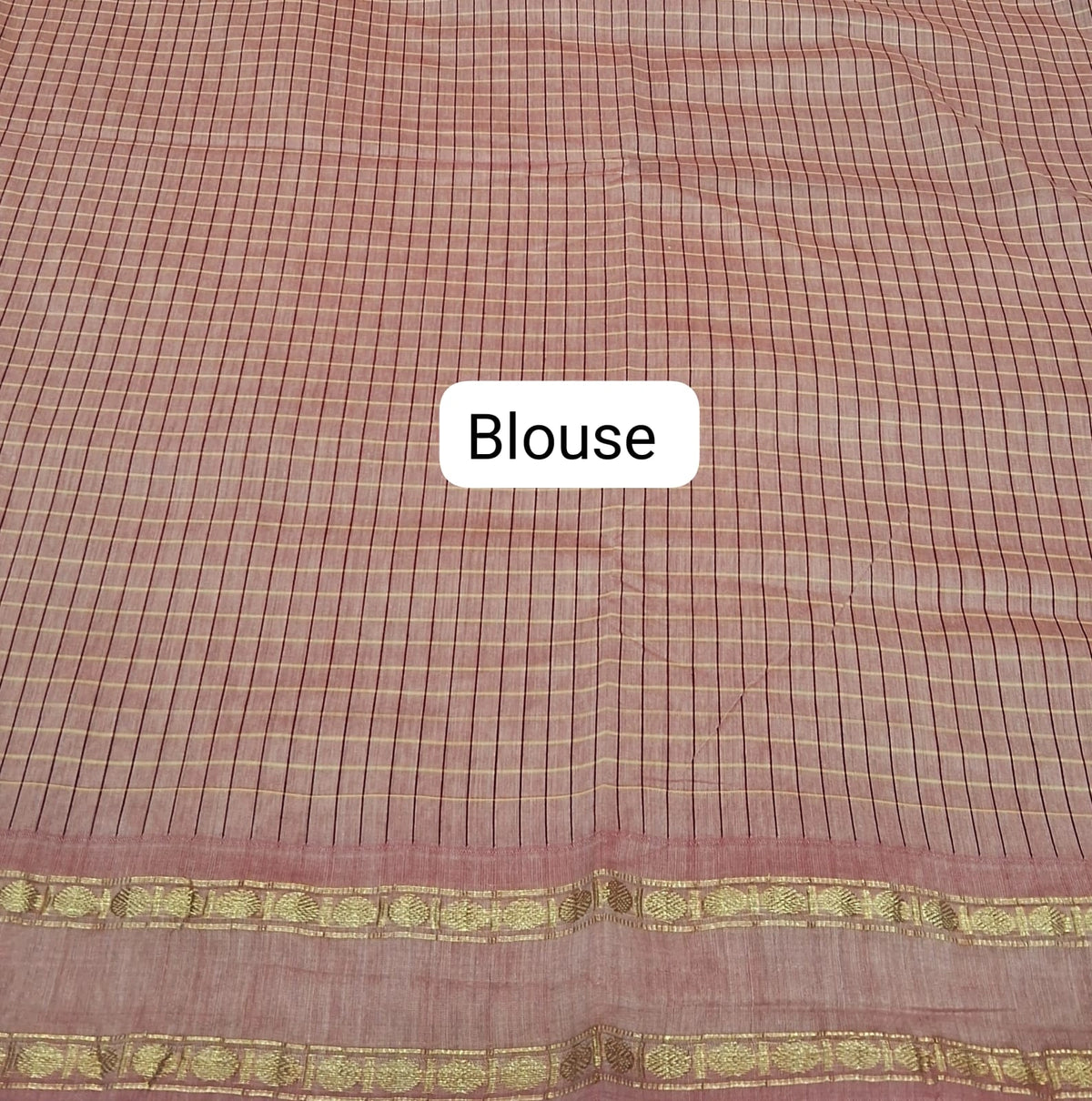 Light Peach Arani Cotton Saree Blouse