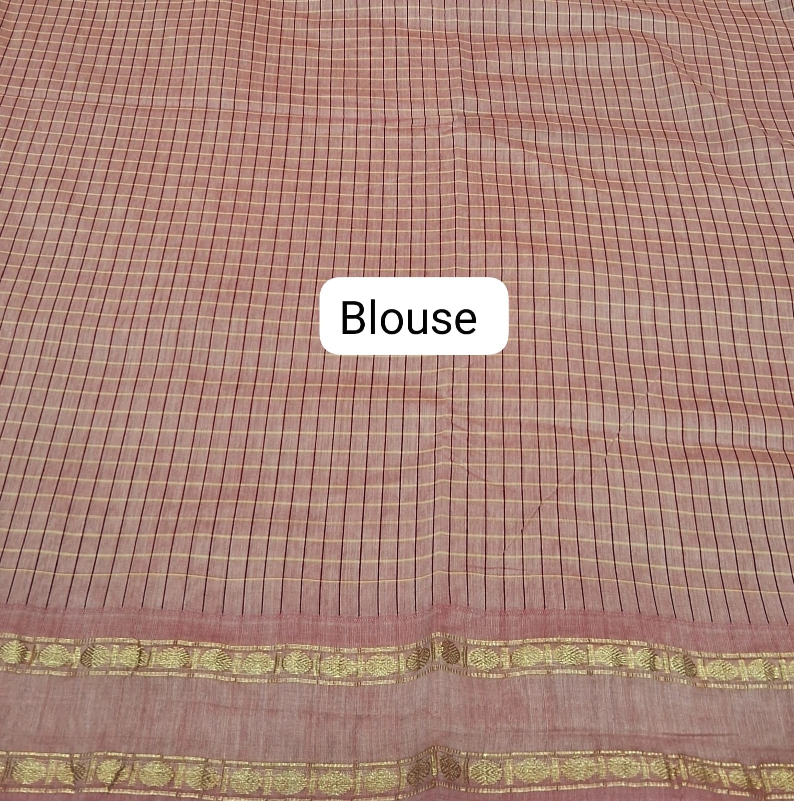 Light Peach Arani Cotton Saree Blouse