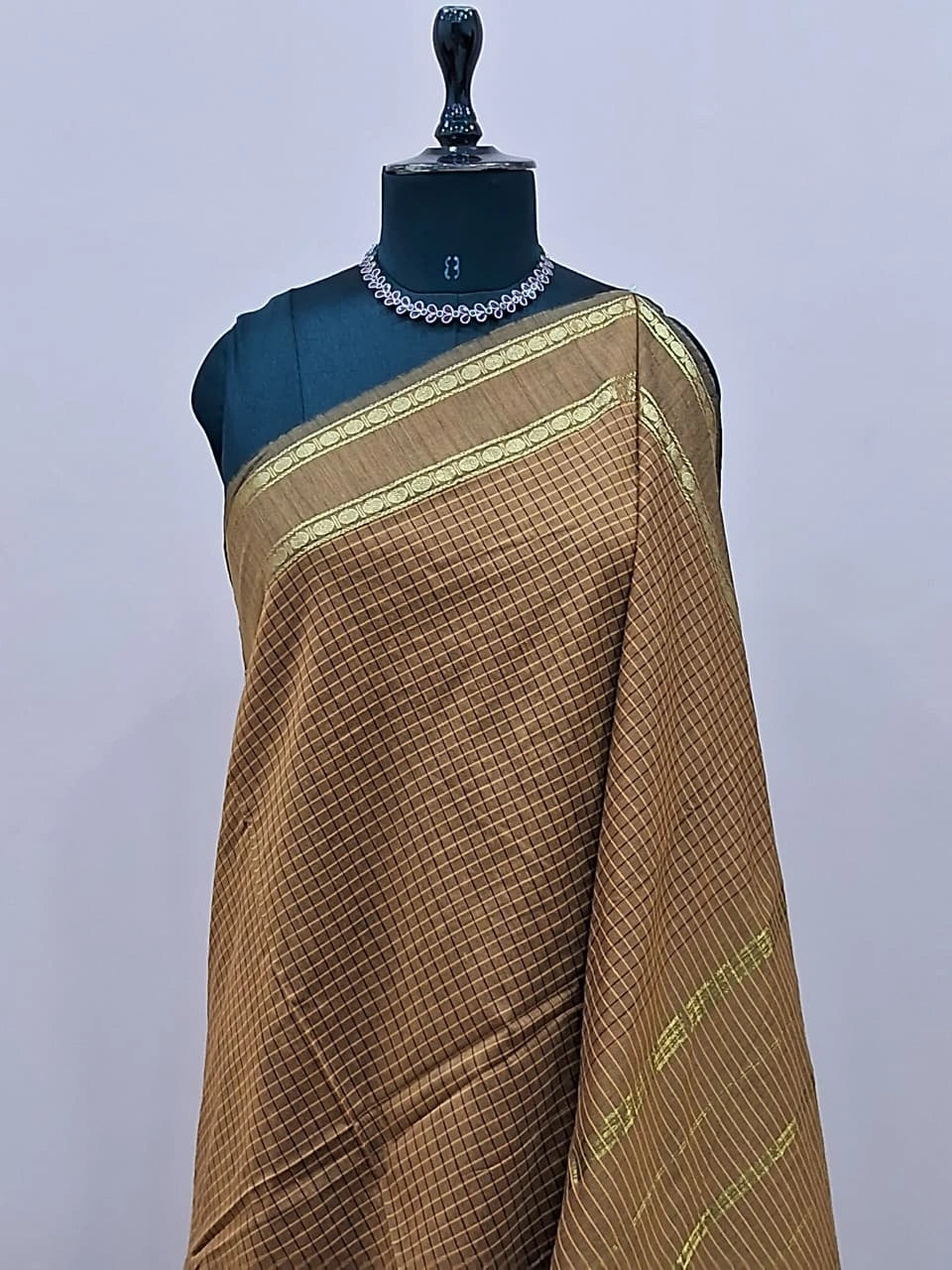 Golden Brown Arani Cotton Saree 1