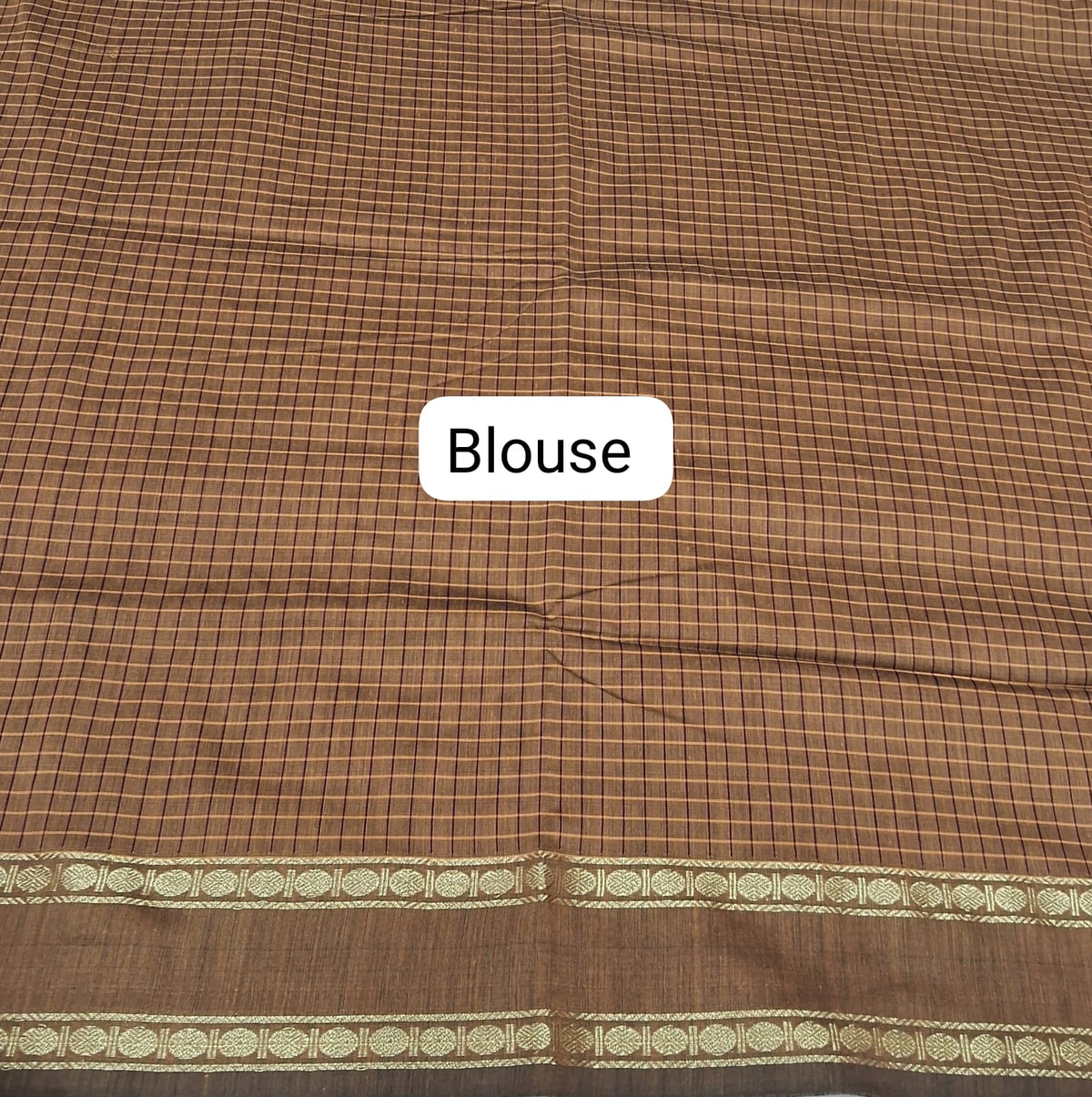Golden Brown Arani Cotton Saree Blouse