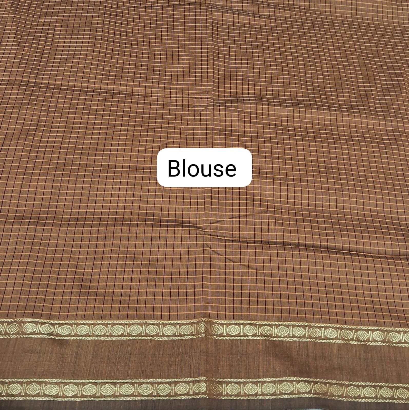 Golden Brown Arani Cotton Saree Blouse