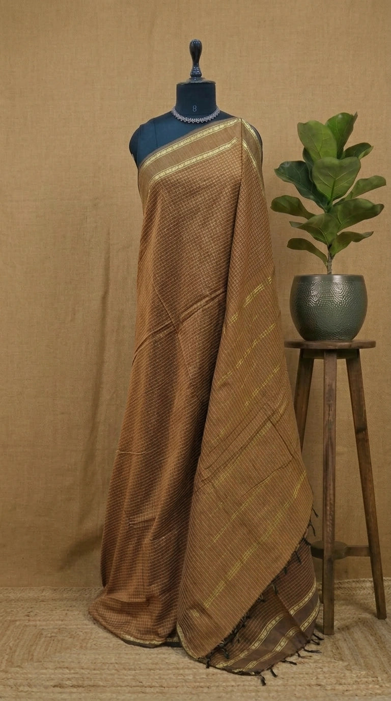Golden Brown Arani Cotton Saree