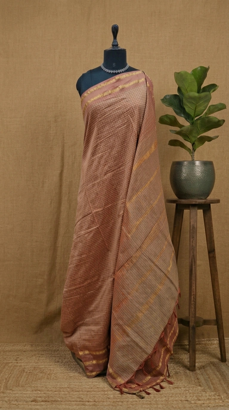 Dusty Pink Arani Cotton Saree