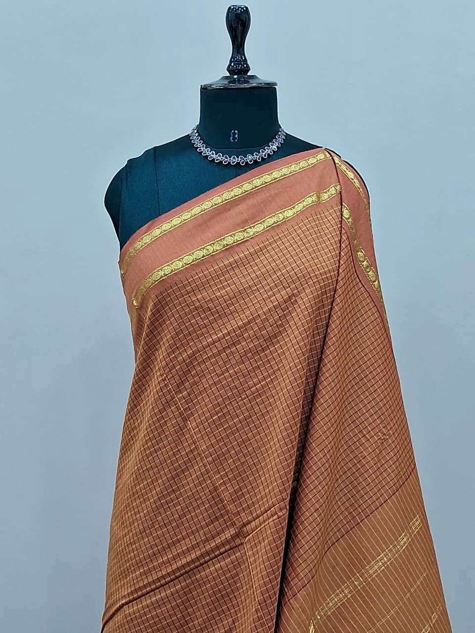 Burnt Orange Arani Cotton Saree  1