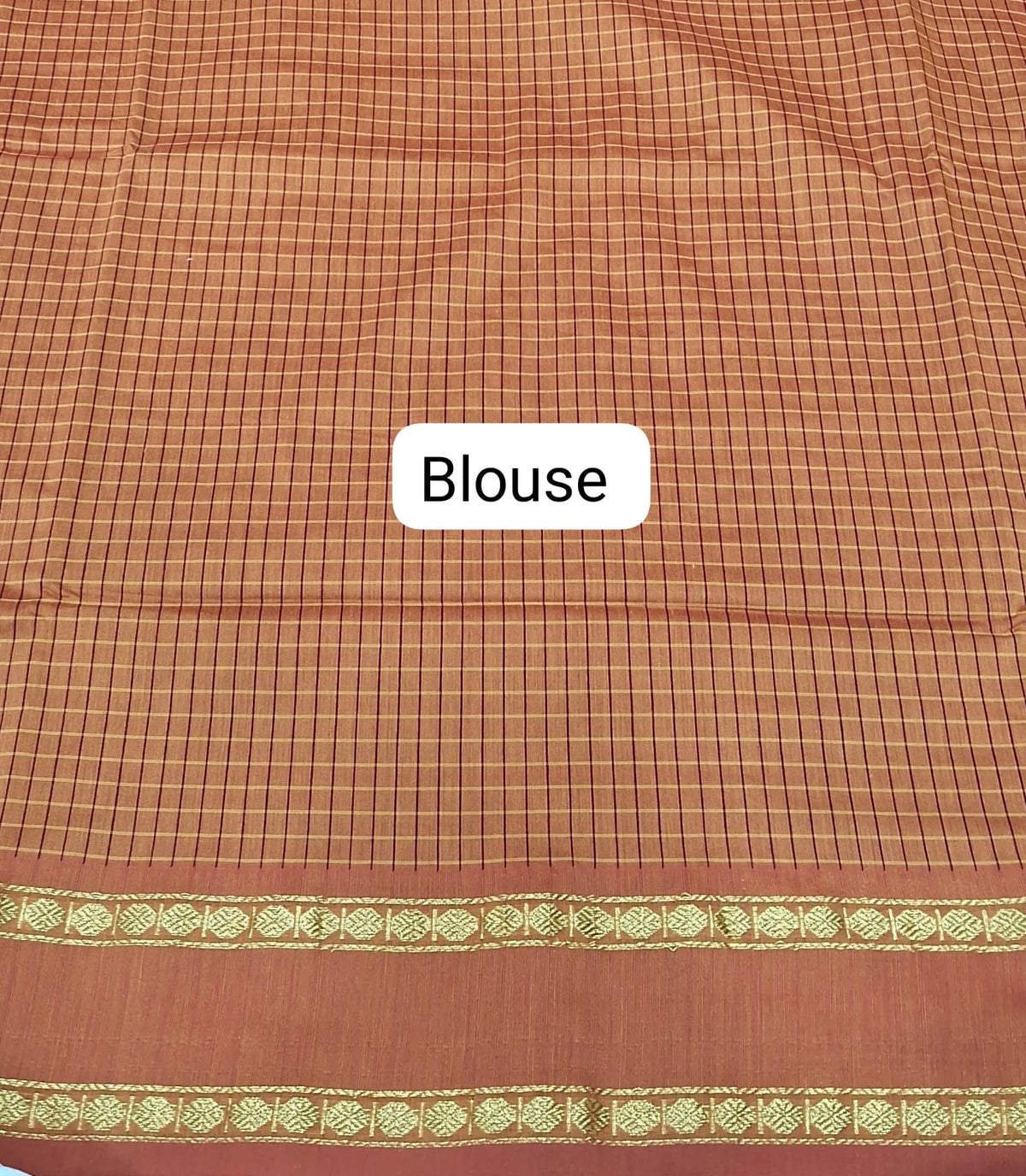 Burnt Orange Arani Cotton Saree Blouse