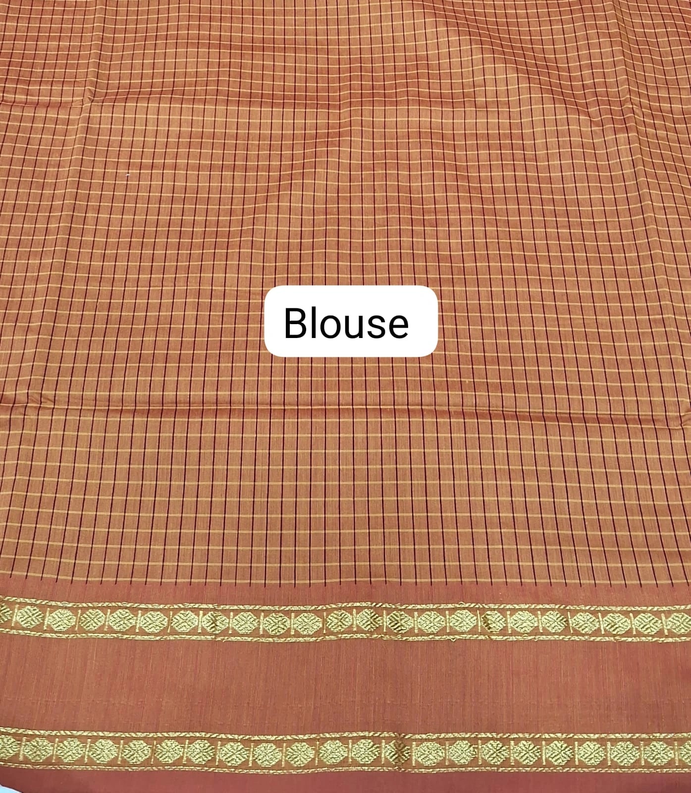 Burnt Orange Arani Cotton Saree Blouse