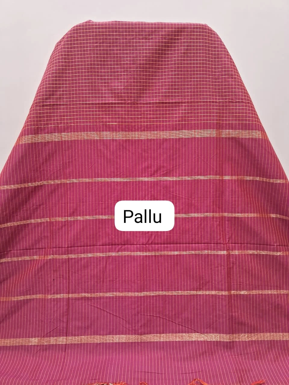Reddish Pink Arani Cotton Saree Pallu