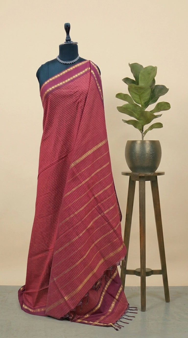 Maroon Arani Cotton Saree 
