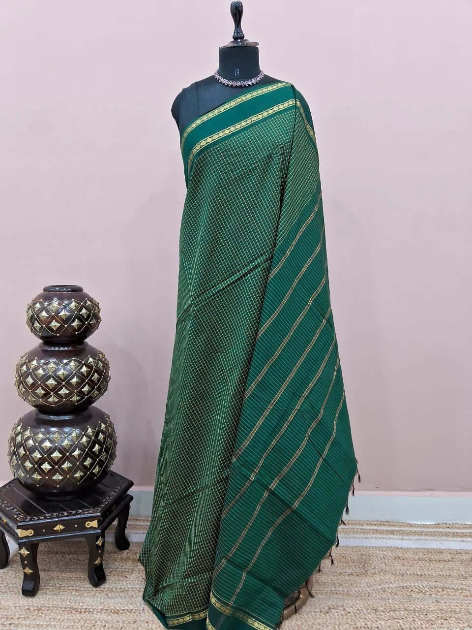 Dark Green Arani Cotton Saree
