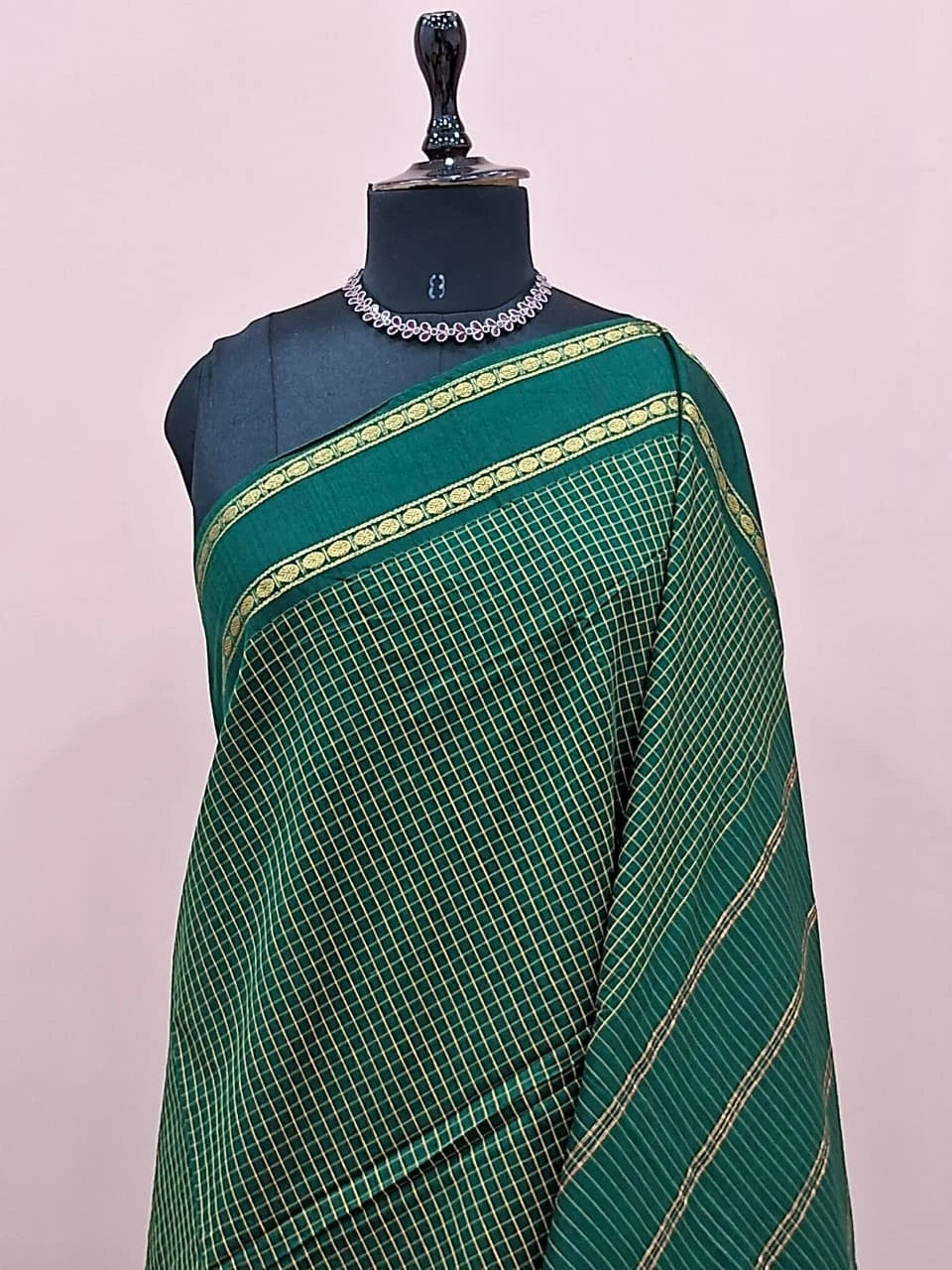 Dark Green Arani Cotton Saree 1