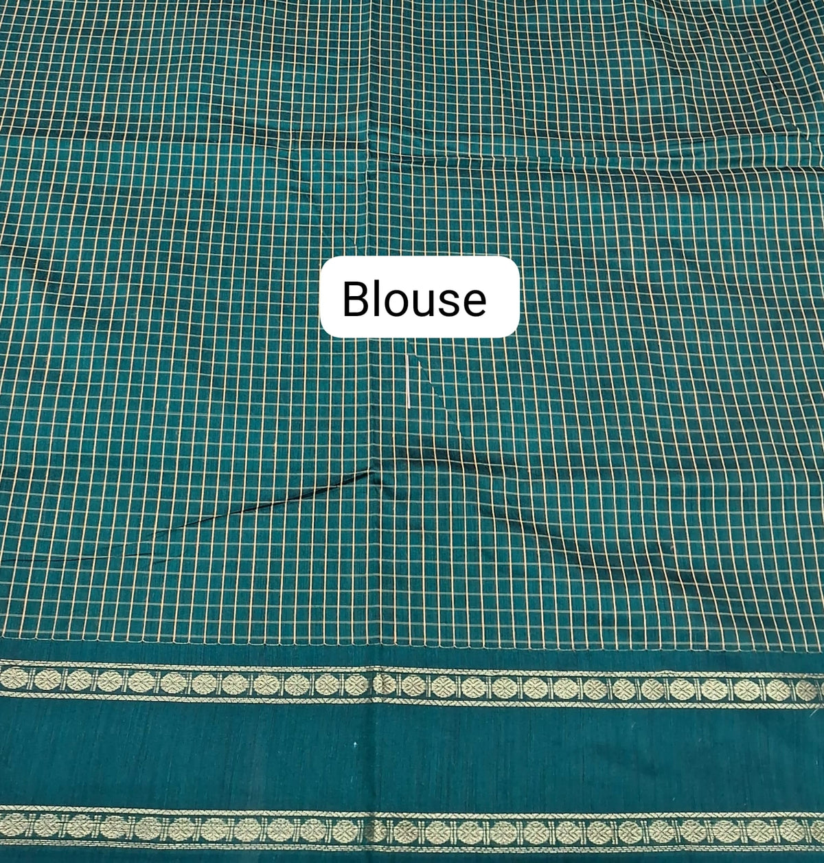 Dark Green Arani Cotton Saree Blouse