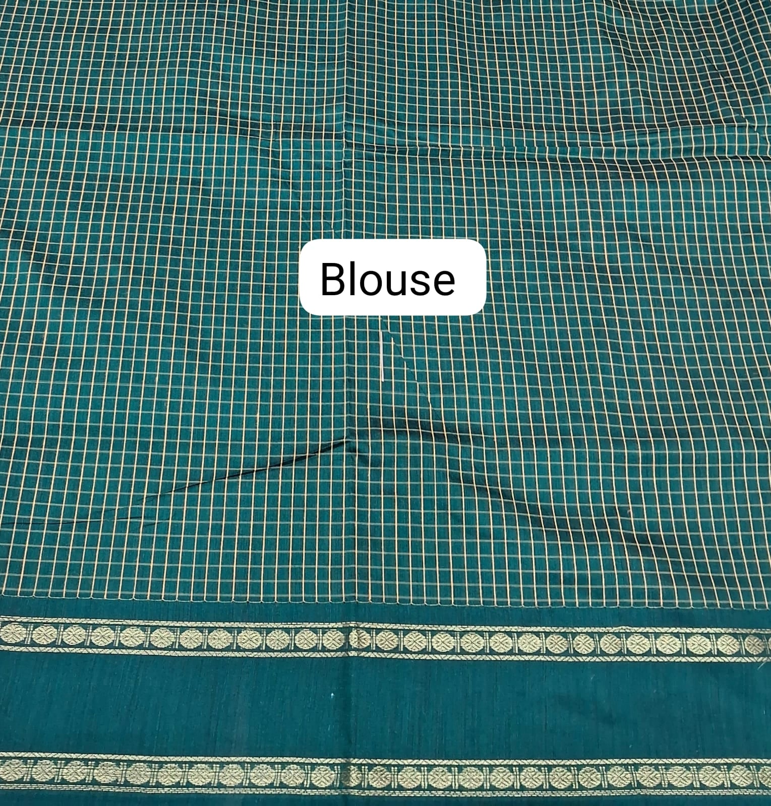 Dark Green Arani Cotton Saree Blouse
