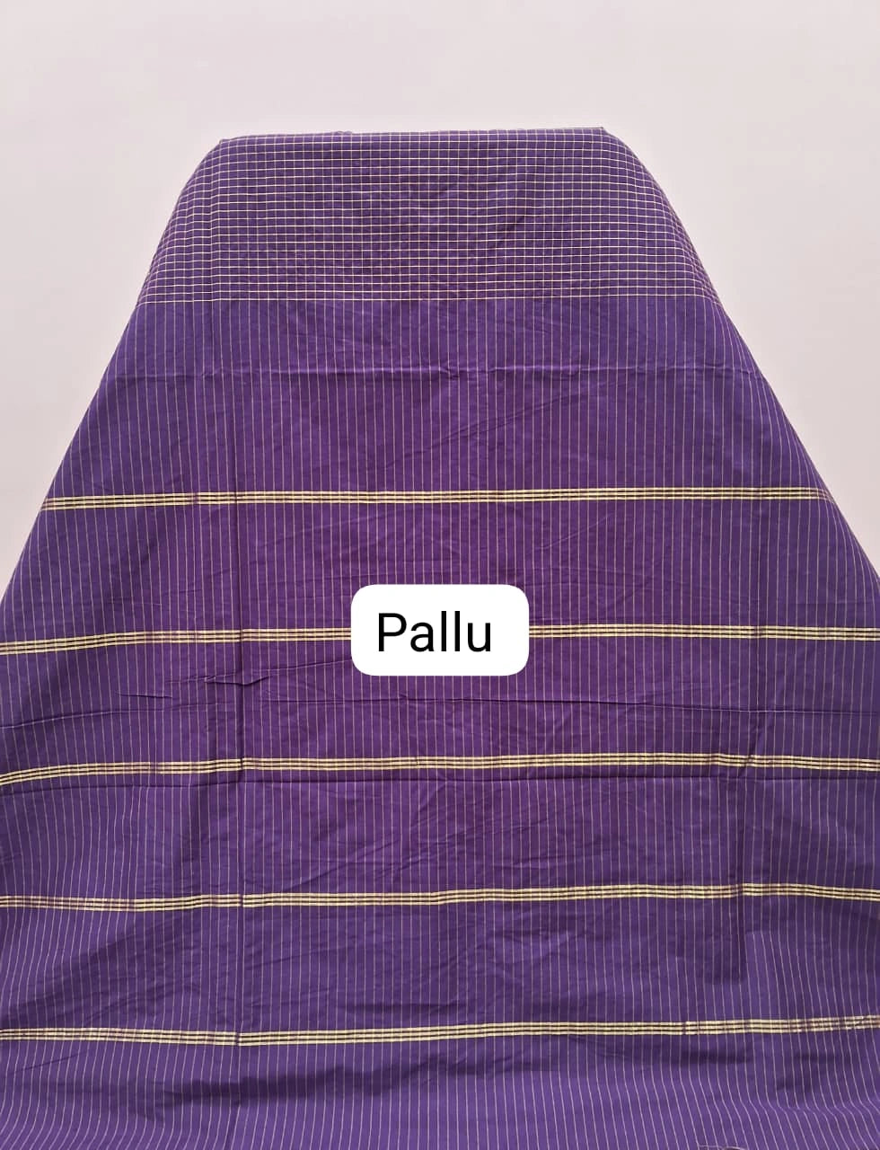 Dark Purple Arani Cotton Saree Pallu