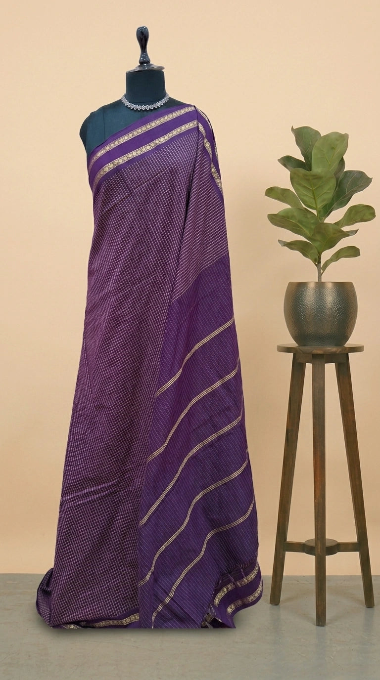 Dark Purple Arani Cotton Saree 
