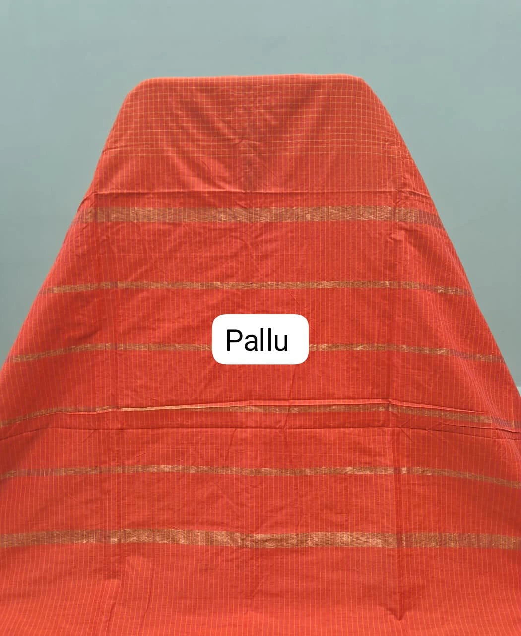 Vibrant Orange Arani Cotton Saree pallu
