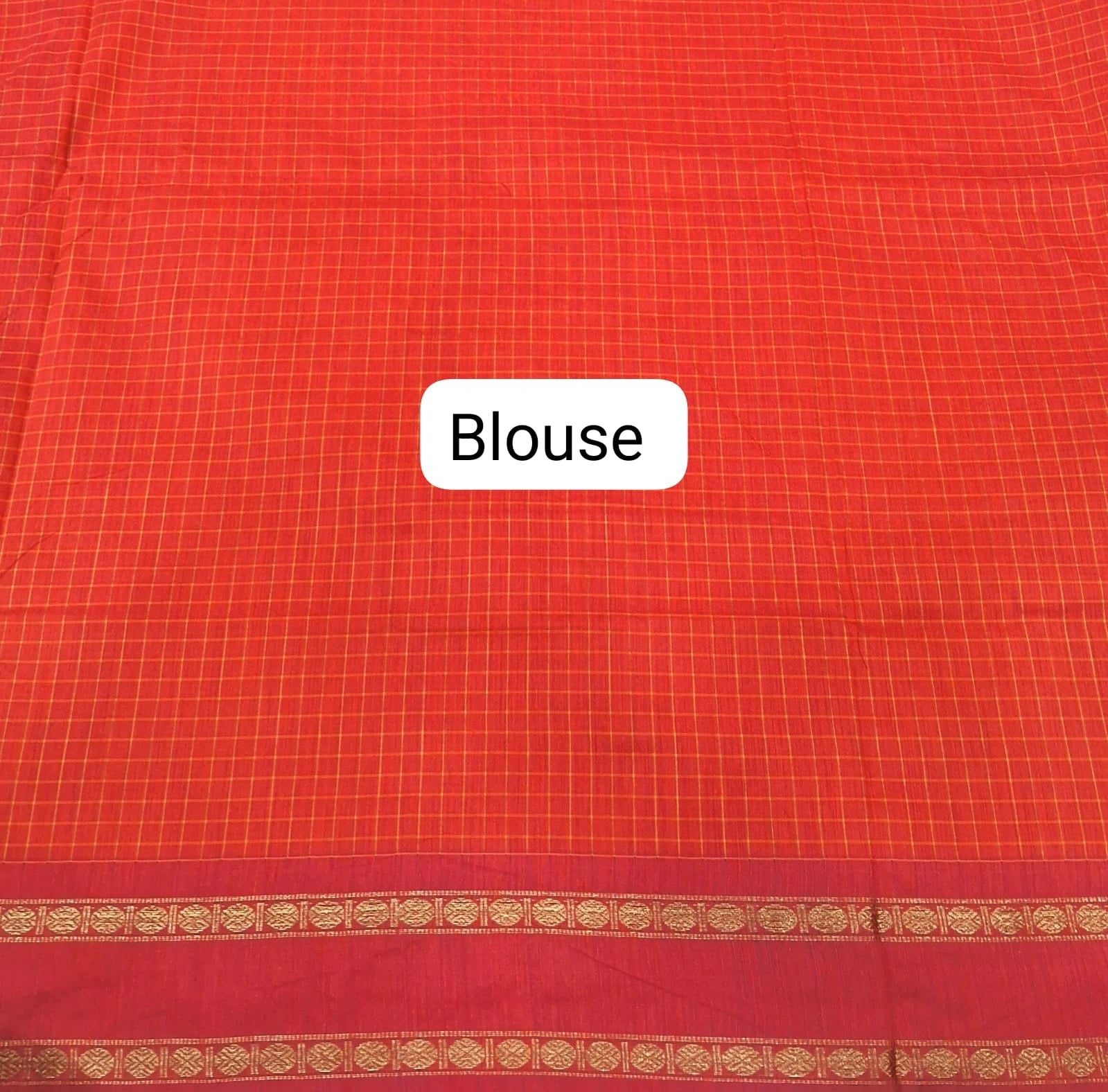 Vibrant Orange Arani Cotton Saree Blouse