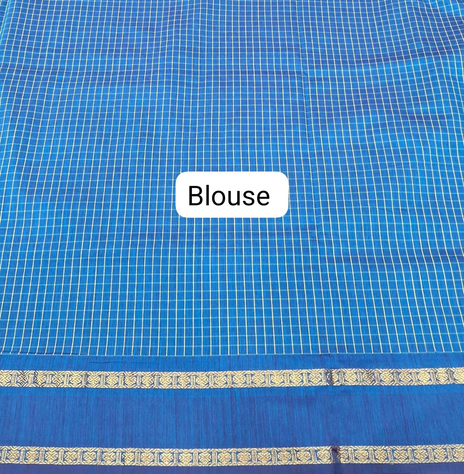 Blue Arani Cotton Saree Blouse