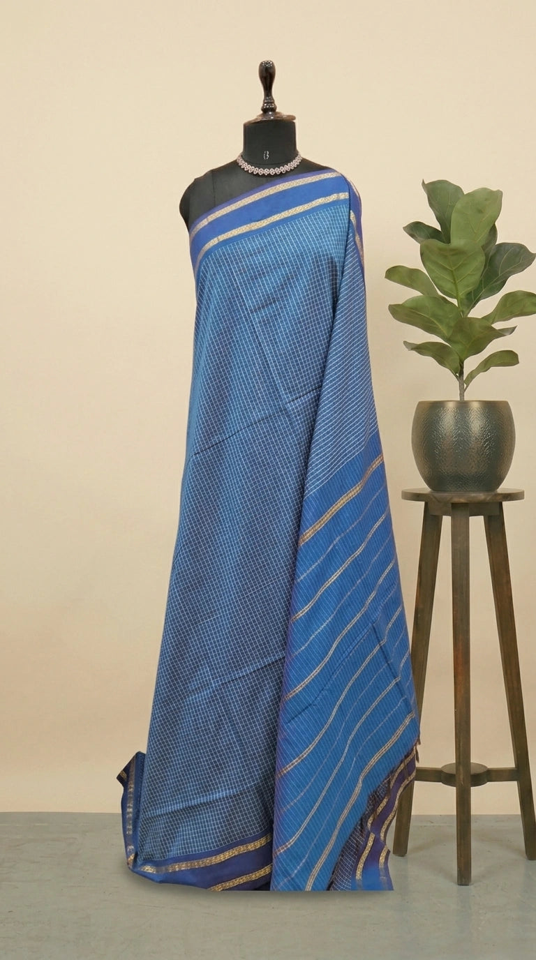 Blue Arani Cotton Saree 