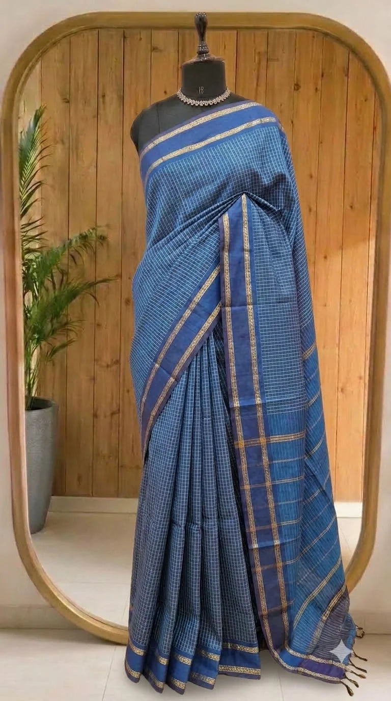 Blue Arani Cotton Saree 