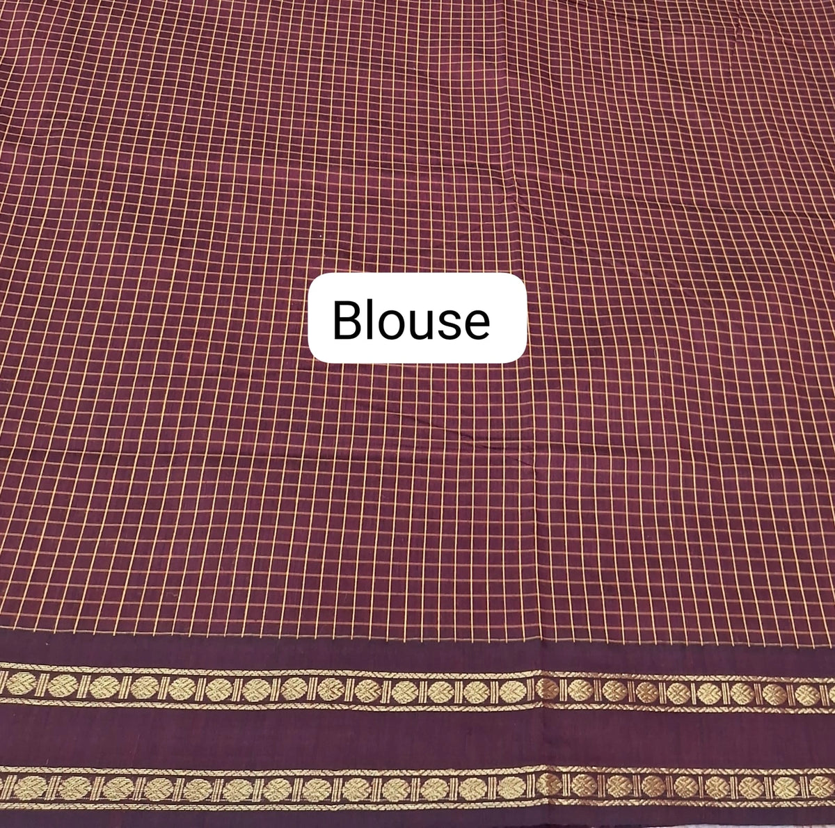 Brown Arani Cotton Saree Blouse