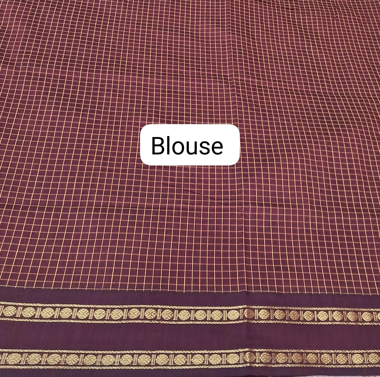 Brown Arani Cotton Saree Blouse