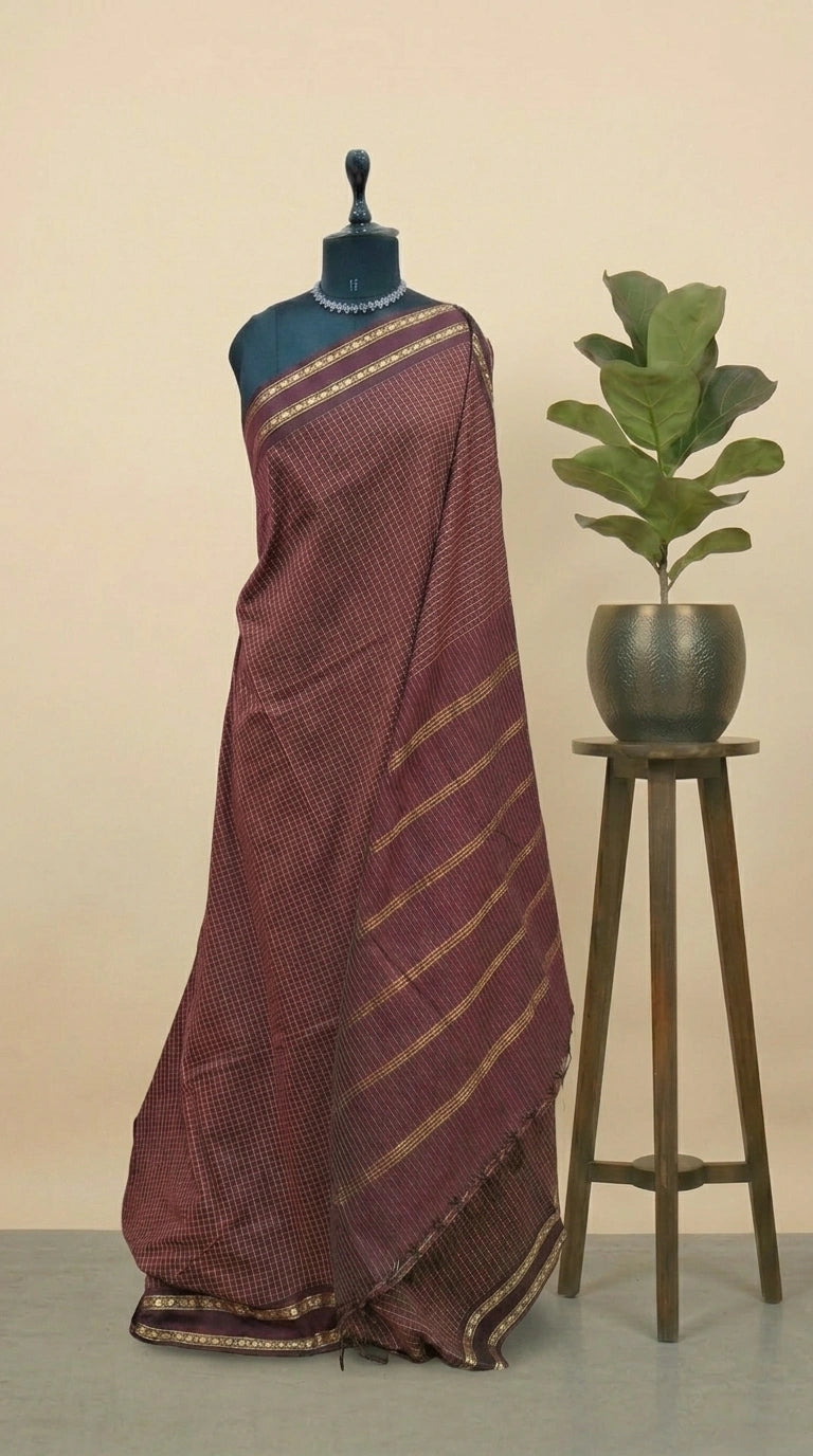 Brown Arani Cotton Saree