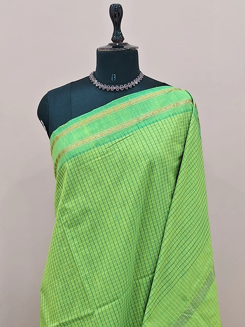 Bright Green Arani Cotton Saree 1