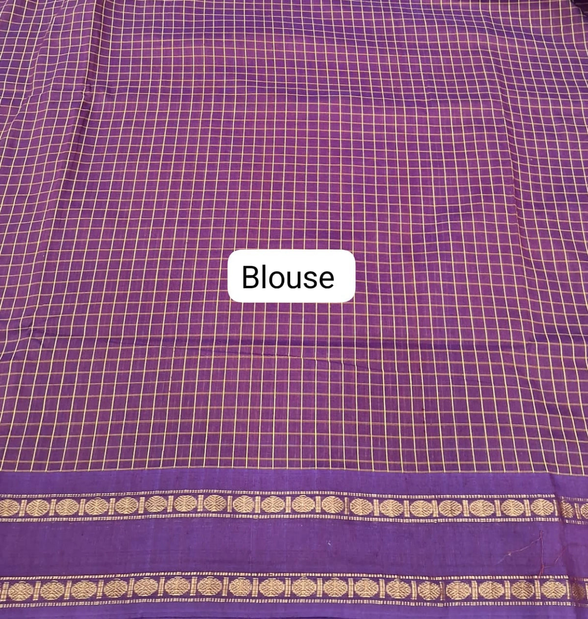 Purple Arani Cotton Saree blouse