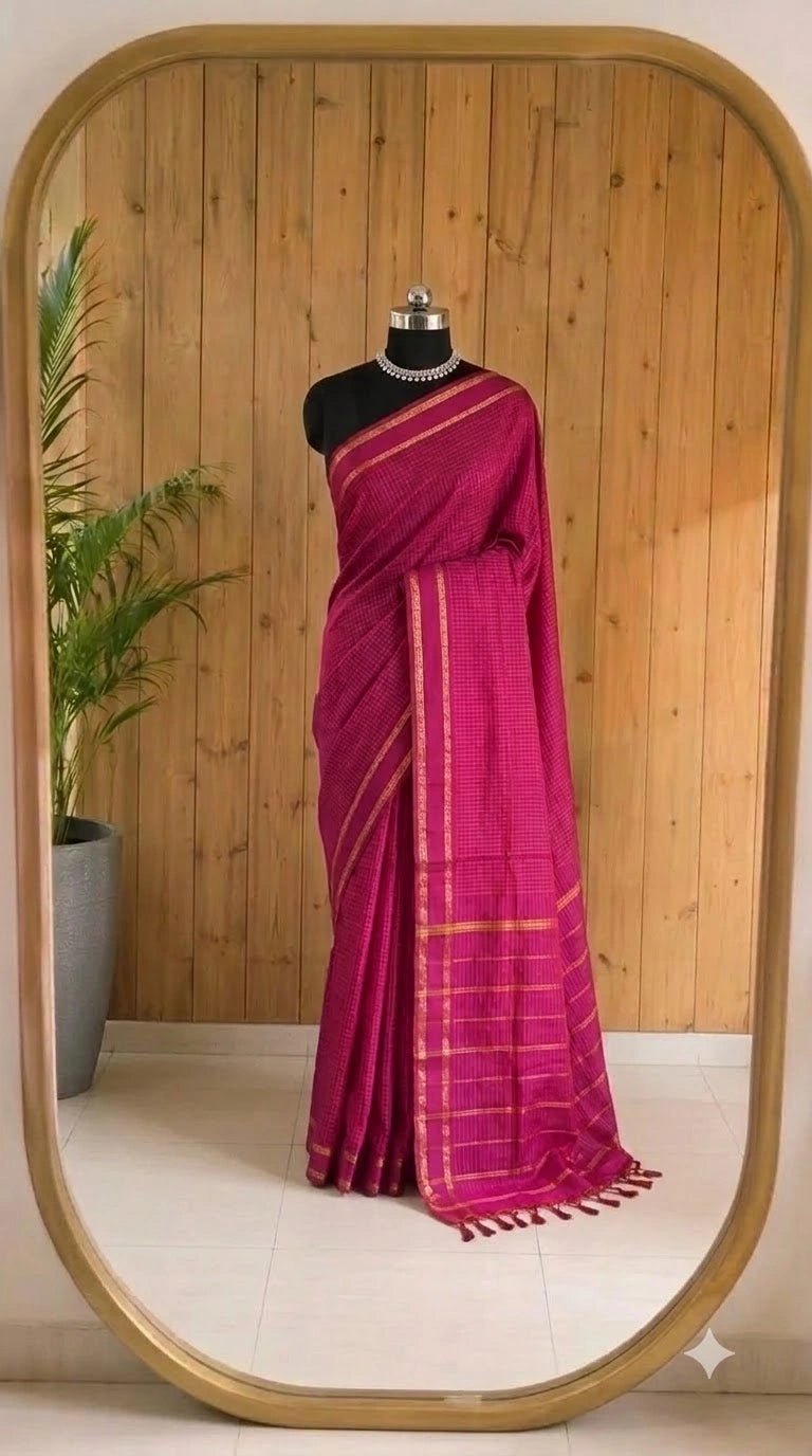 Rani Pink Arani Cotton Saree