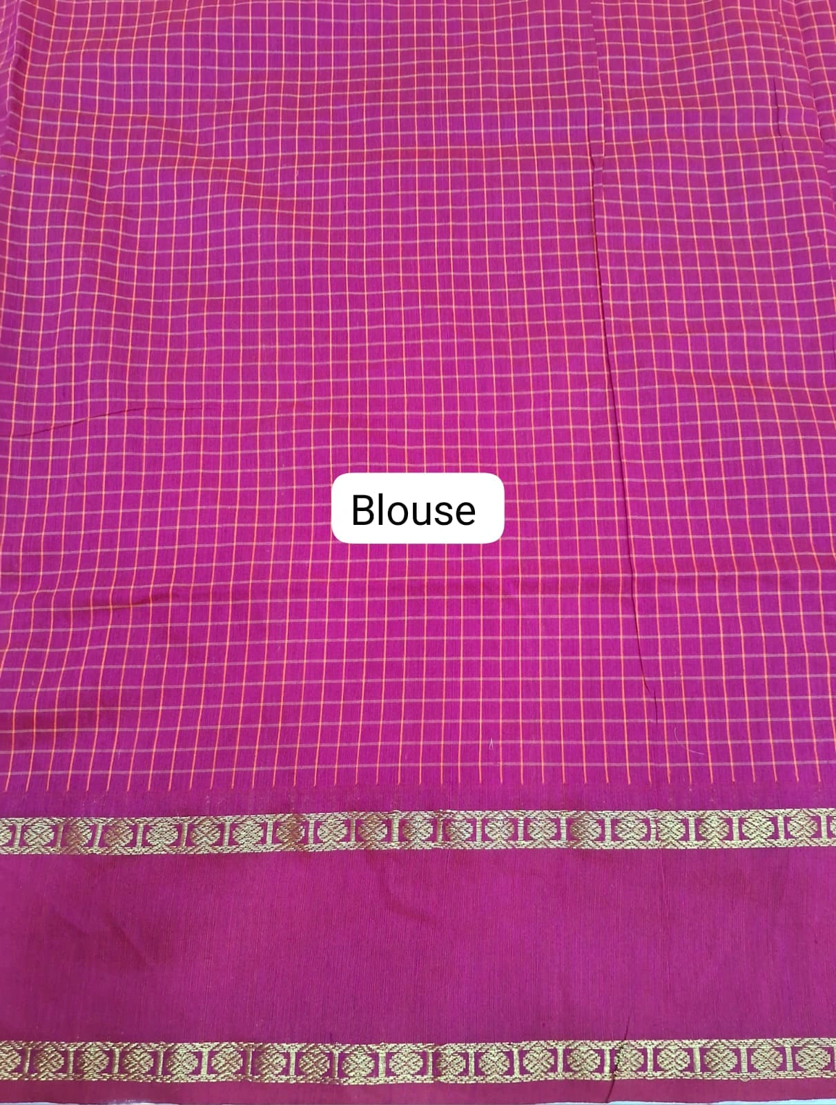 Rani Pink Arani Cotton Saree Blouse