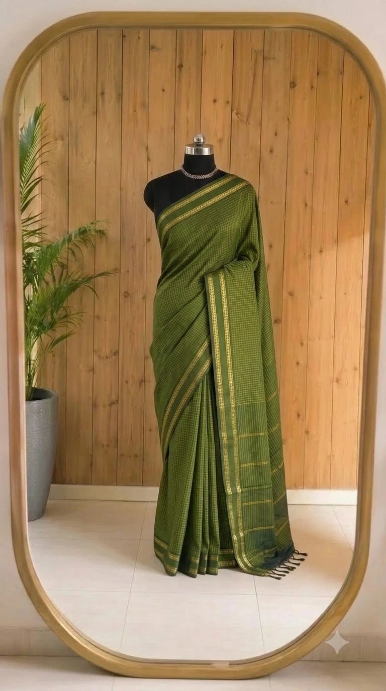 Leaf Green Arani Cotton Saree 