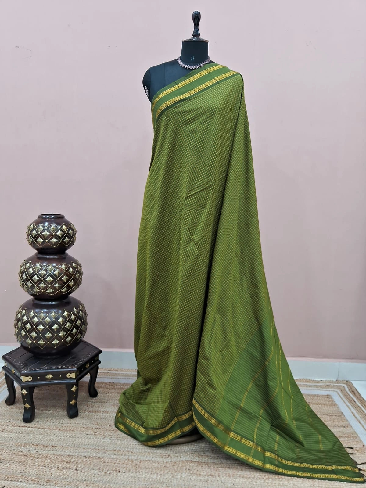 Leaf Green Arani Cotton Saree 