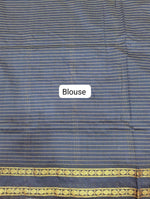 Dark Navy Blue Arani Cotton Saree blouse