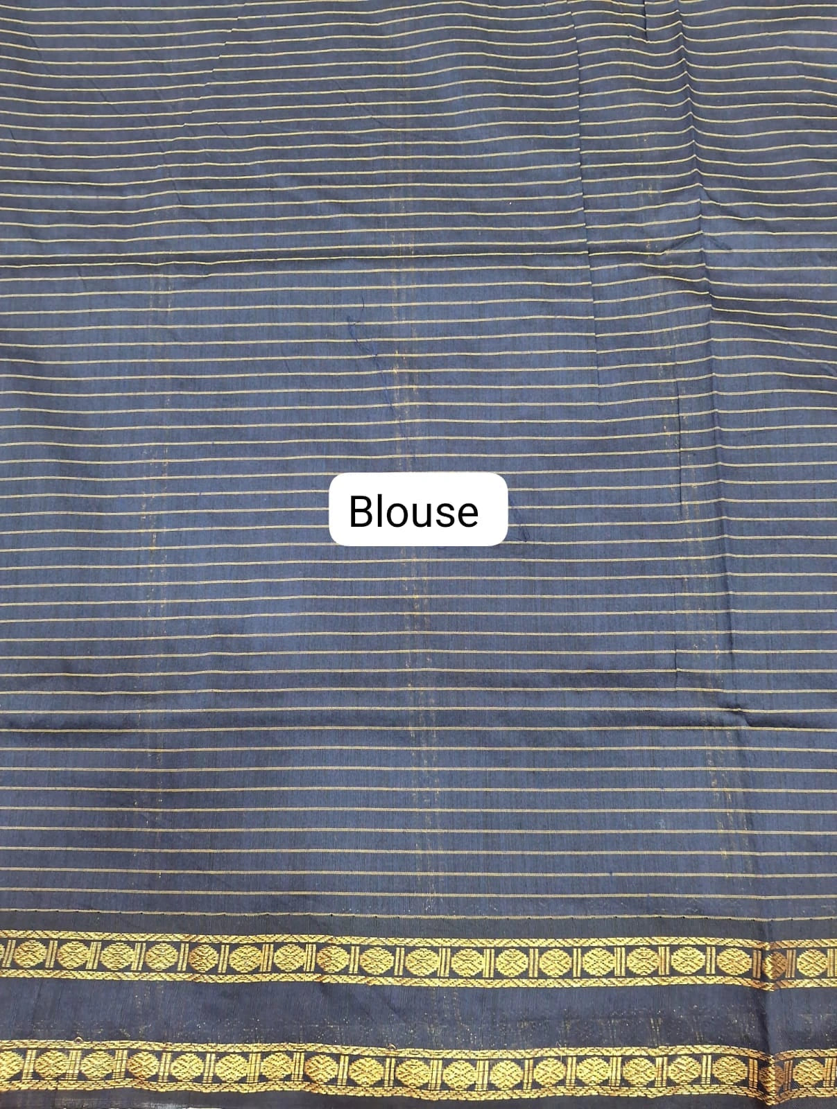 Dark Navy Blue Arani Cotton Saree blouse