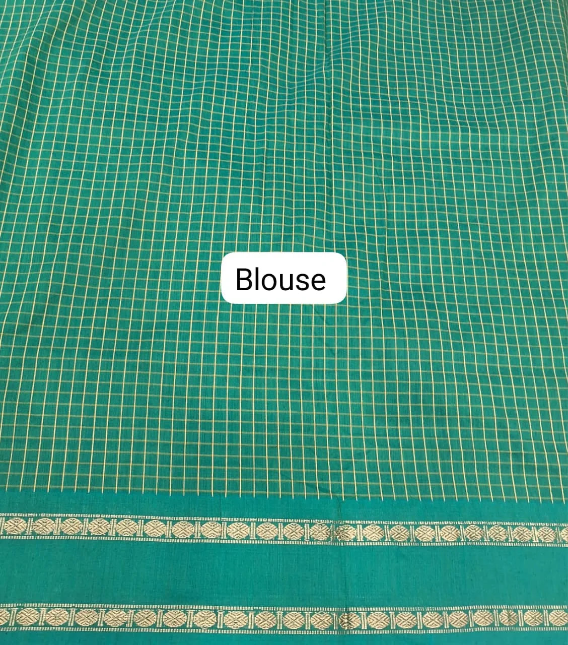 Dark Bottle Green Arani Cotton Saree Blouse