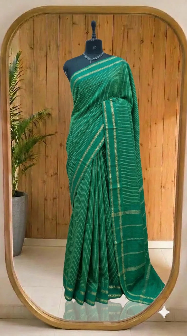 Dark Bottle Green Arani Cotton Saree