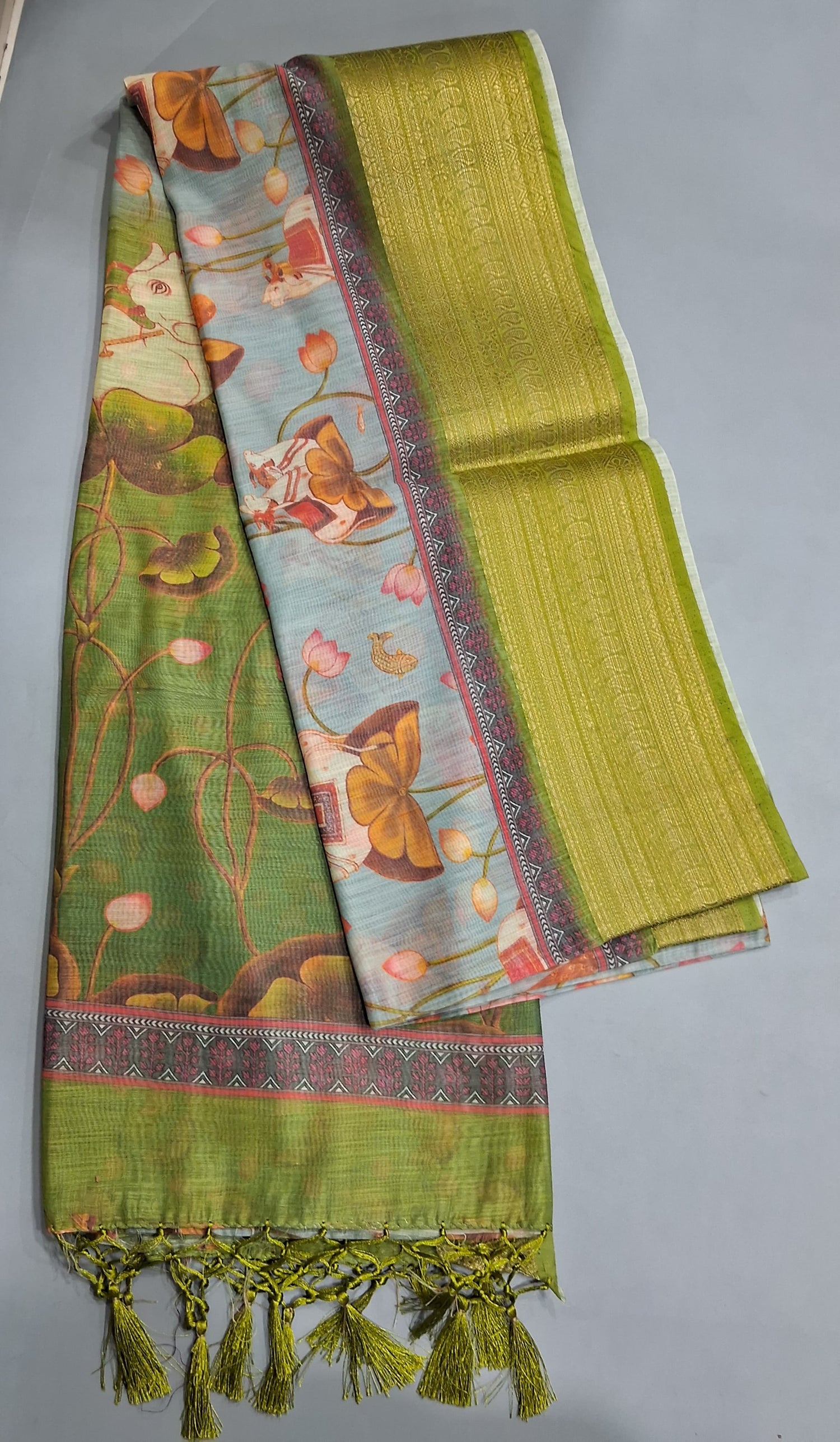 Baby Blue Chanderi Saree 