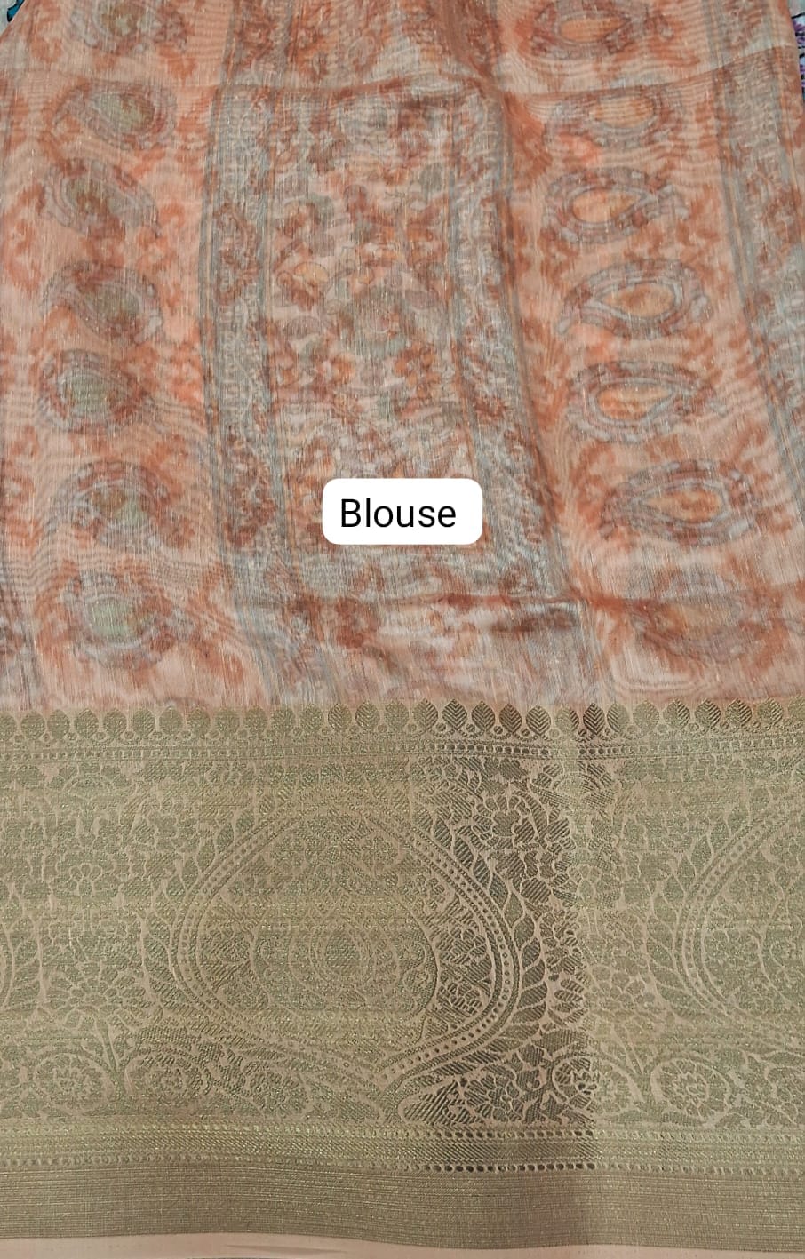 Elegant Peach Chanderi Saree Blouse