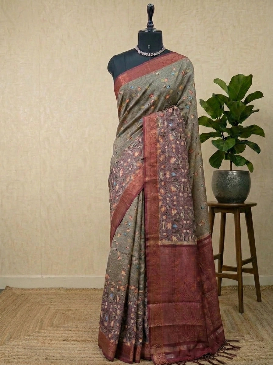 Seafoam Green Chanderi Saree