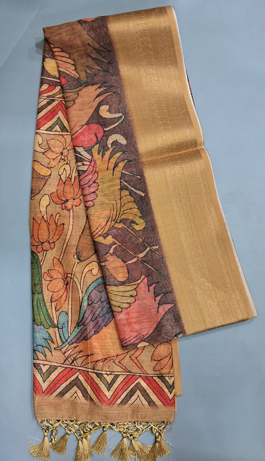 Dark Brown Chanderi Saree 