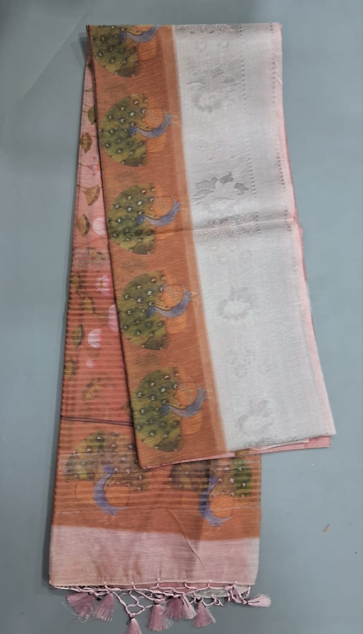 Onion Pink Linen Saree