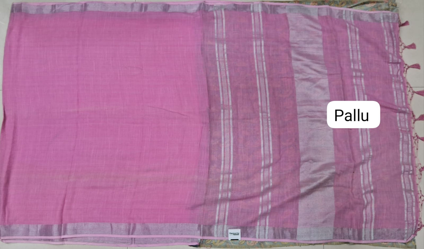 Pink Linen Saree Pallu
