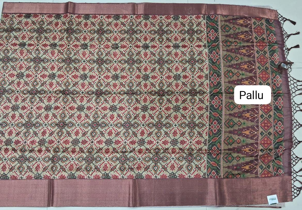 Cream Linen Saree Pallu