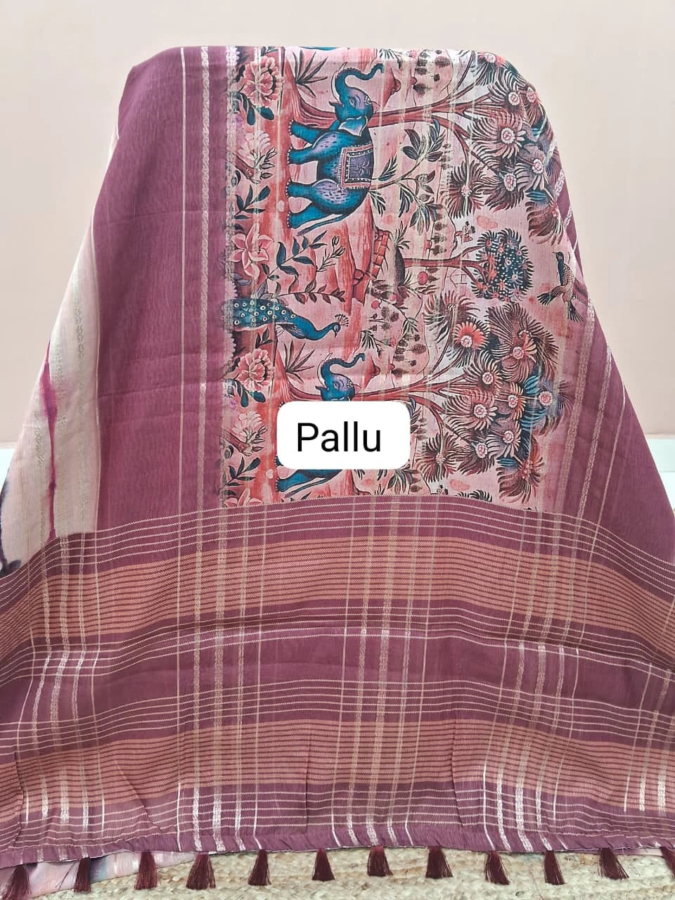 Dusty Mauve Chiffon Saree pallu