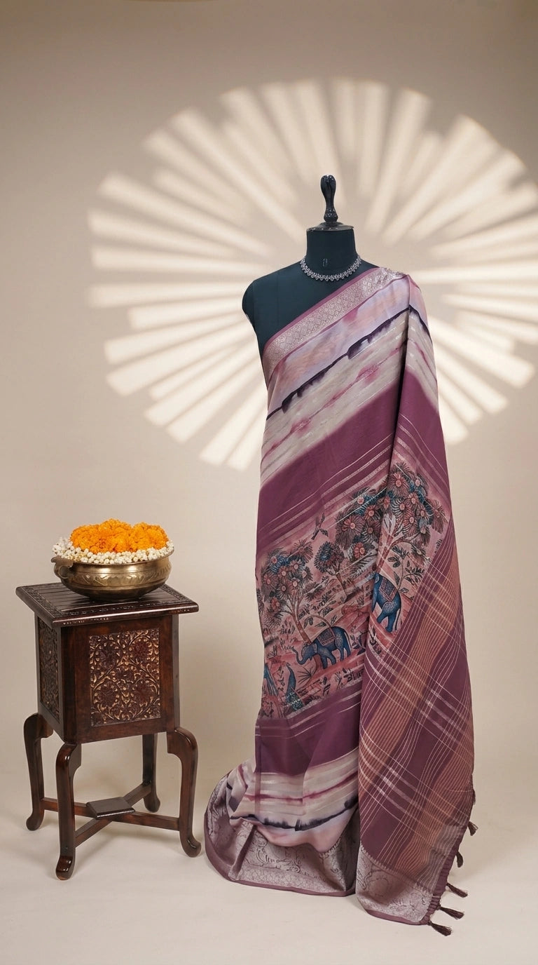 Dusty Mauve Chiffon Saree 
