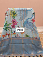 Sky Blue Chiffon Saree pallu