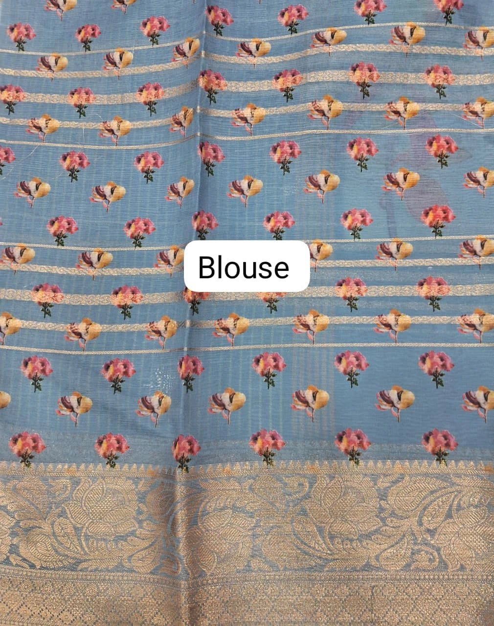 Sky Blue Chiffon Saree blouse