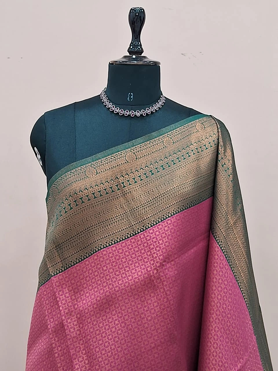 Salmon Pink Kanchi Semi Silk Saree  1